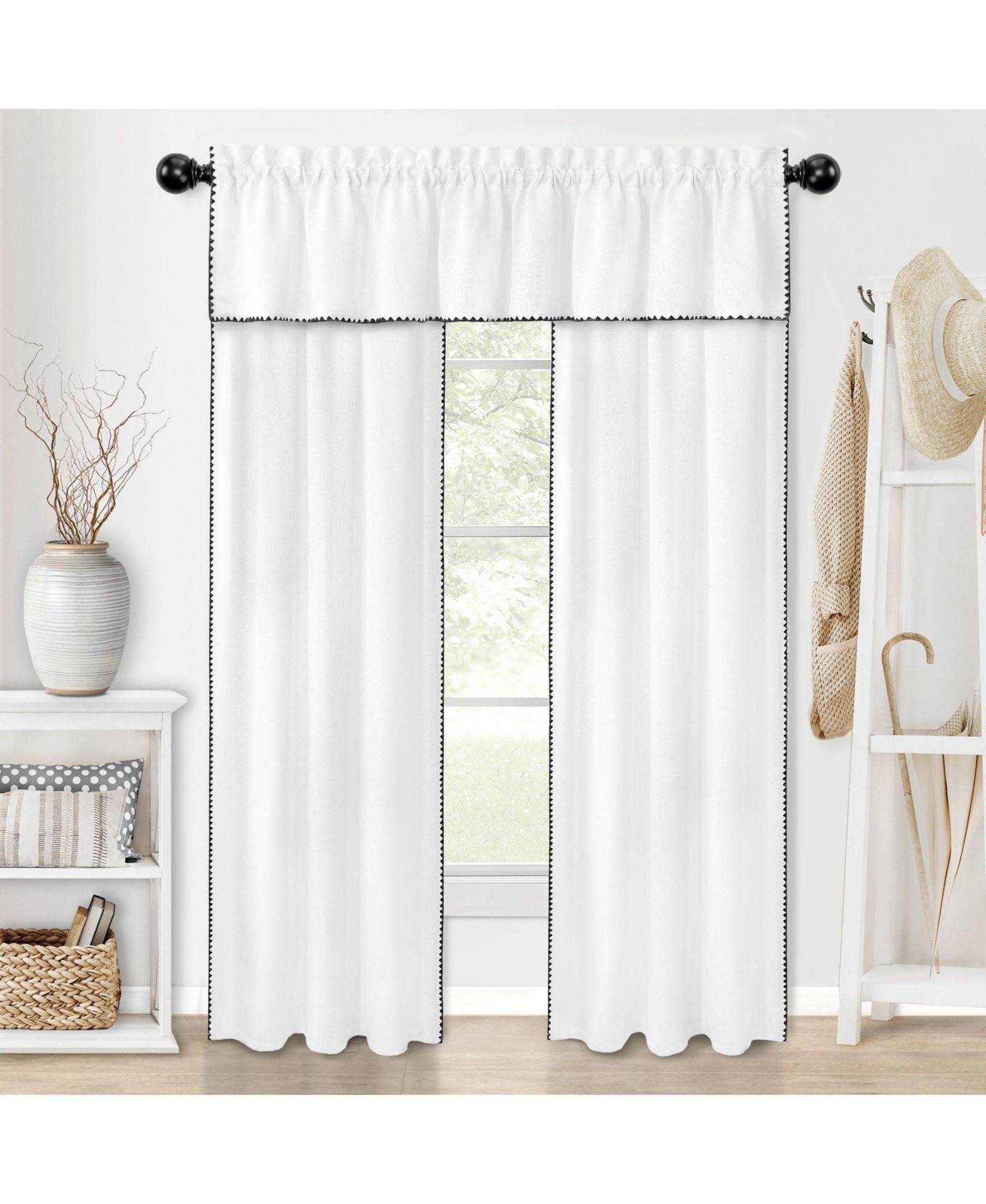 Комплект из штор и тюля Kate Aurora Complete Coastal Hamptons Living Textured Semi Sheer Window Curtain & Valance Set