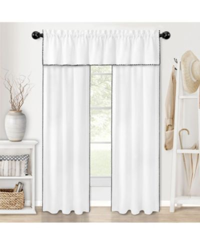 Kate Aurora Complete Coastal Hamptons Living Rod Pocket Textured Semi Sheer Window Curtain & Valance Set
