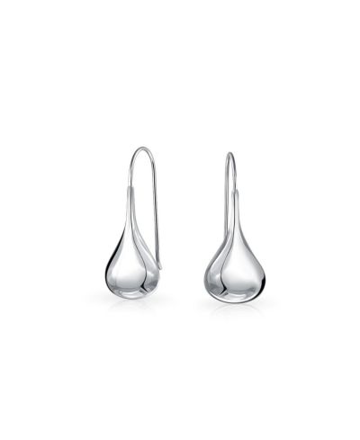 Серьги Bling Jewelry Simple Plain Puffed Teardrop Pear Shaped Rain Drop Fishhook Threader Sterling Silver.75 Inch