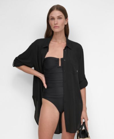 Мужская пляжная рубашка DKNY Gauze с воротником на пуговицах
