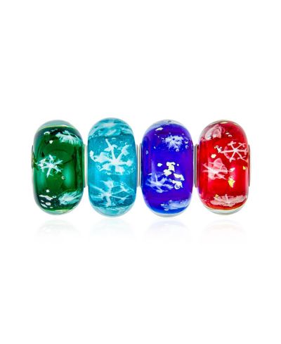 Bling Jewelry Christmas Murano Glass 4 Charm Bead for Bracelet .925 Sterling Silver