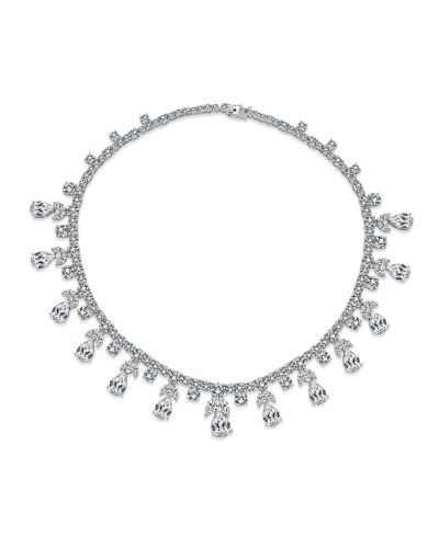 Ожерелье Bling Jewelry Vintage Estate Art Deco Style Multi Teardrop CZ Statement Bib Collar Silver Plated