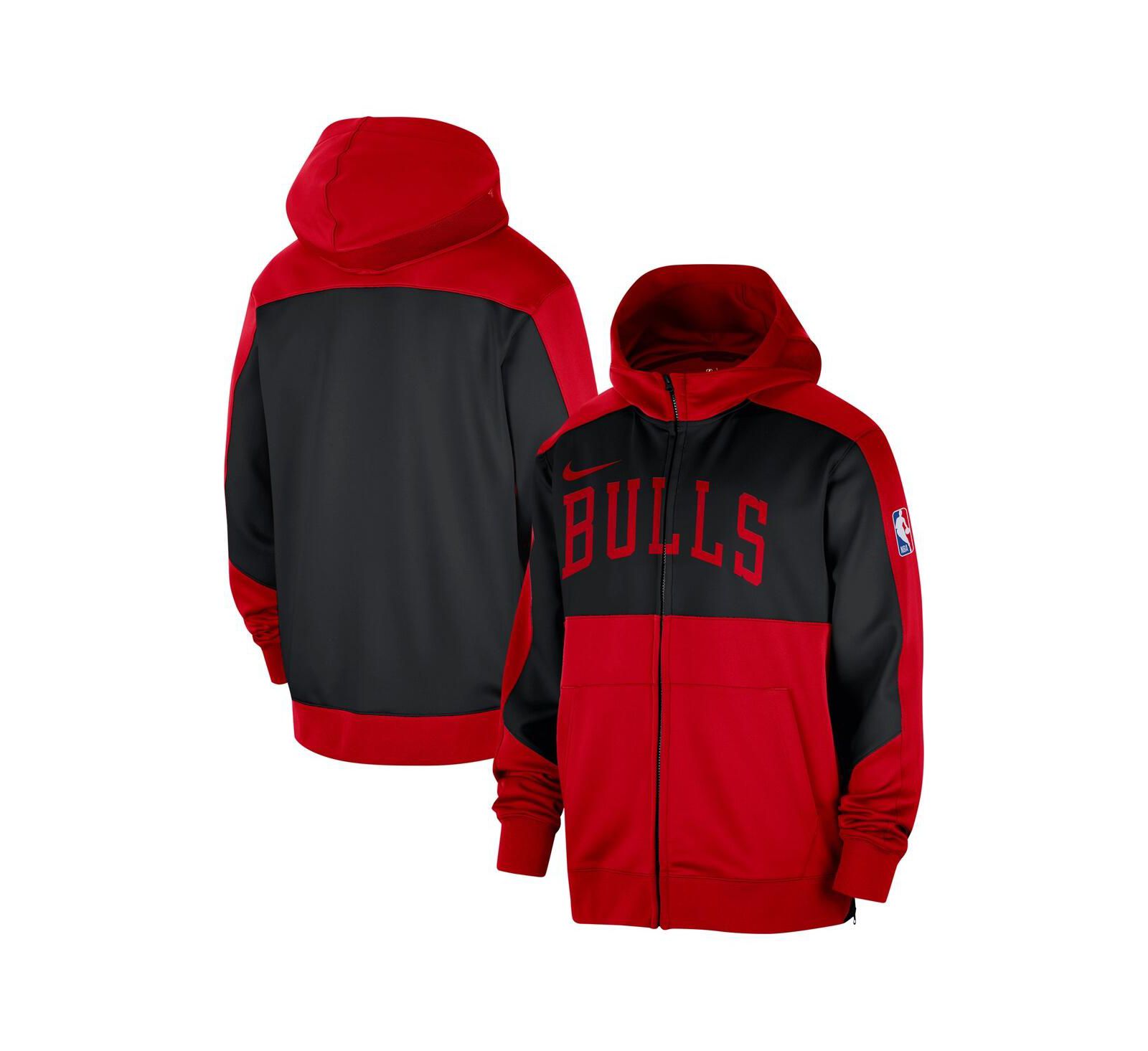 Nike Men's Red Chicago Bulls Authentic On-Court Showtime Performance Full-Zip Hooded Jacket