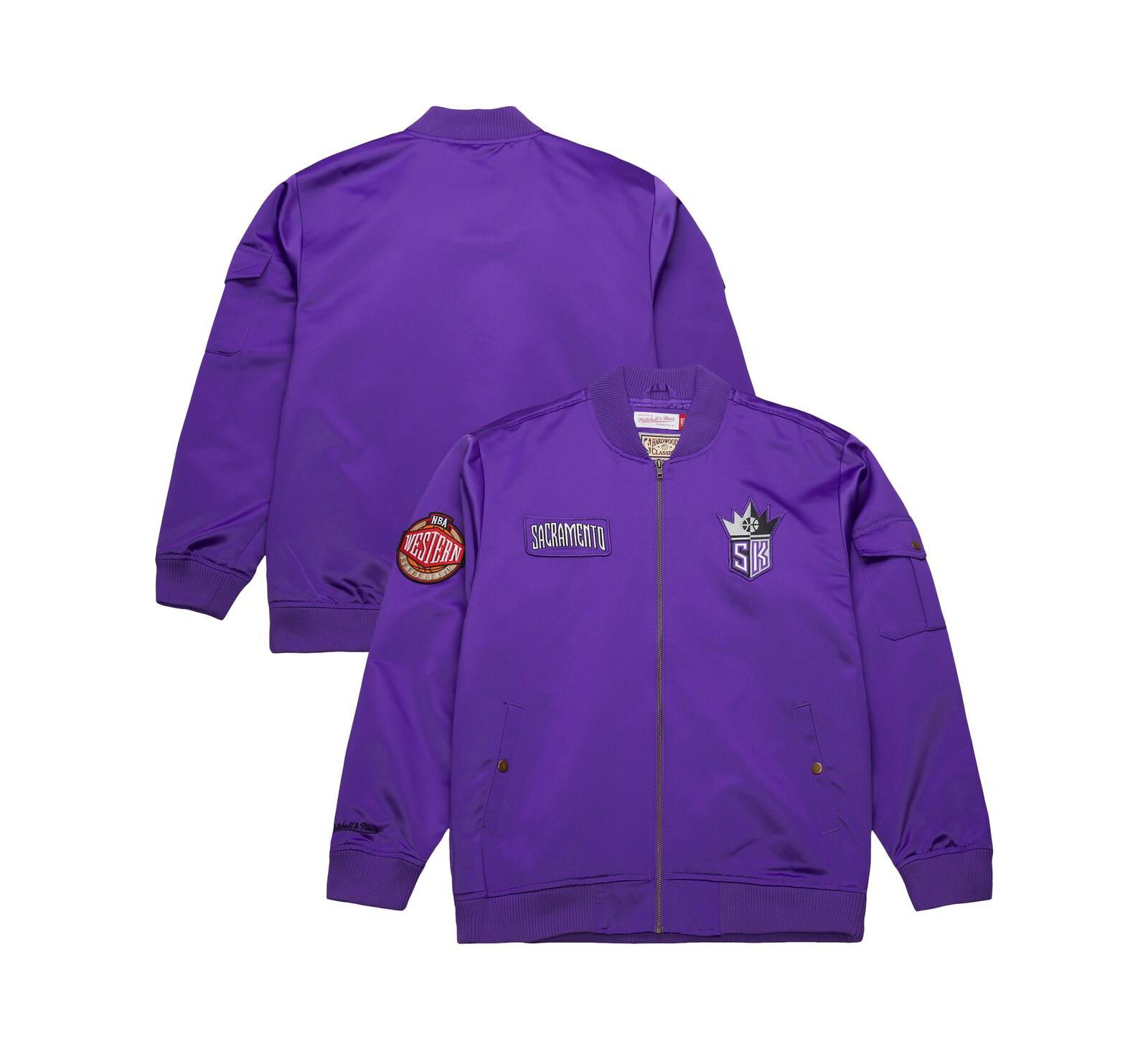 Mitchell & Ness Men's Purple Sacramento Kings Hardwood Classics Nights Team Leader Satin Full-Zip Jacket
