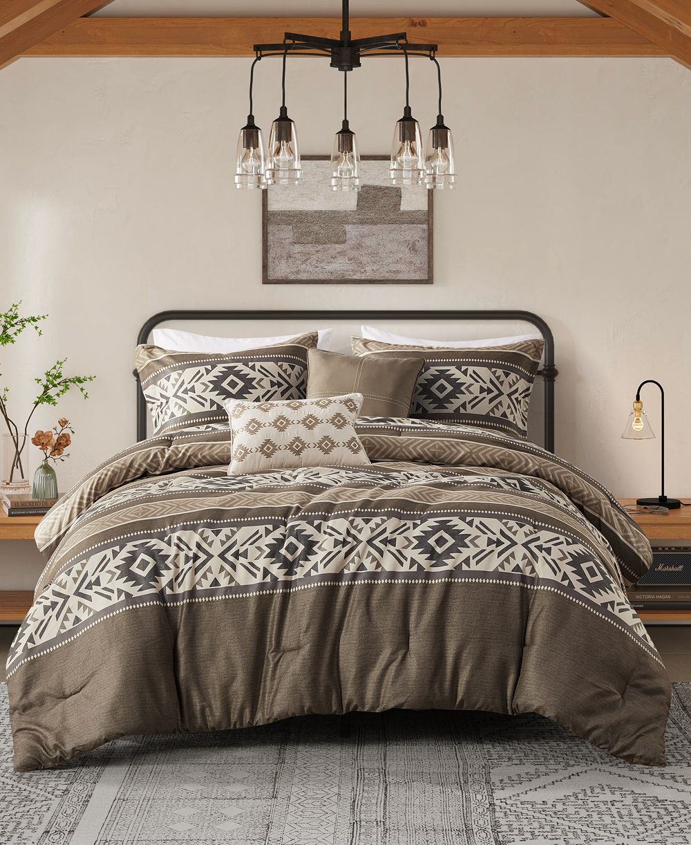 Комплект из 5 предметов Madison Park Mariposa Stripe Herringbone Comforter, King/California King