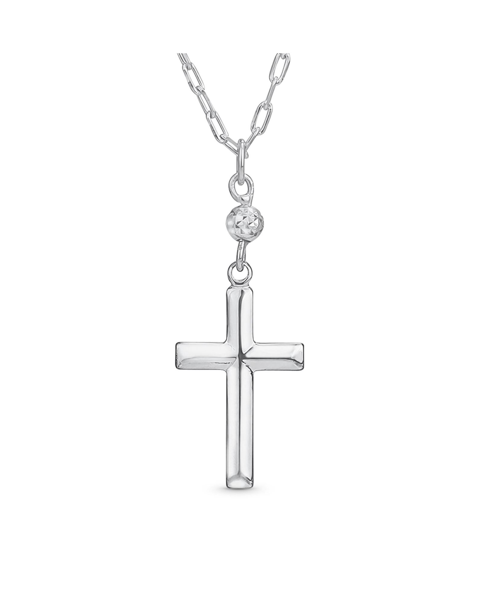 Bling Jewelry Minimalist Simple Petite Religious Pendant Cross Station Chain Necklace CZ Accent Sterling