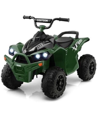 Costway 12V Battery-Powered Electric 4-Wheeler Quad Ride-On ATV with MP3 & LED Headlights, 77 lbs, Ages 3-8