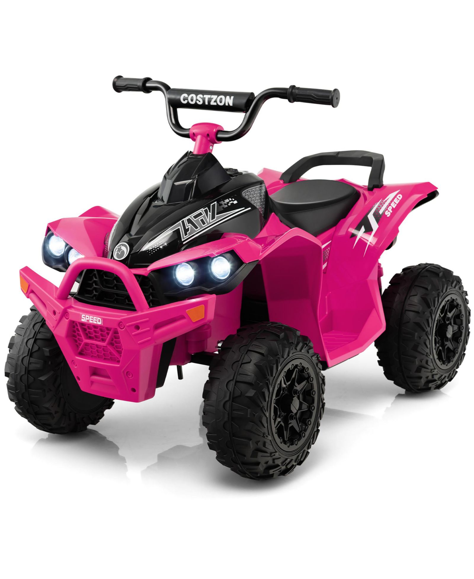 Costway 12V Battery-Powered Electric 4-Wheeler Quad Ride-On ATV with MP3 & LED Headlights, 77 lbs, Ages 3-8