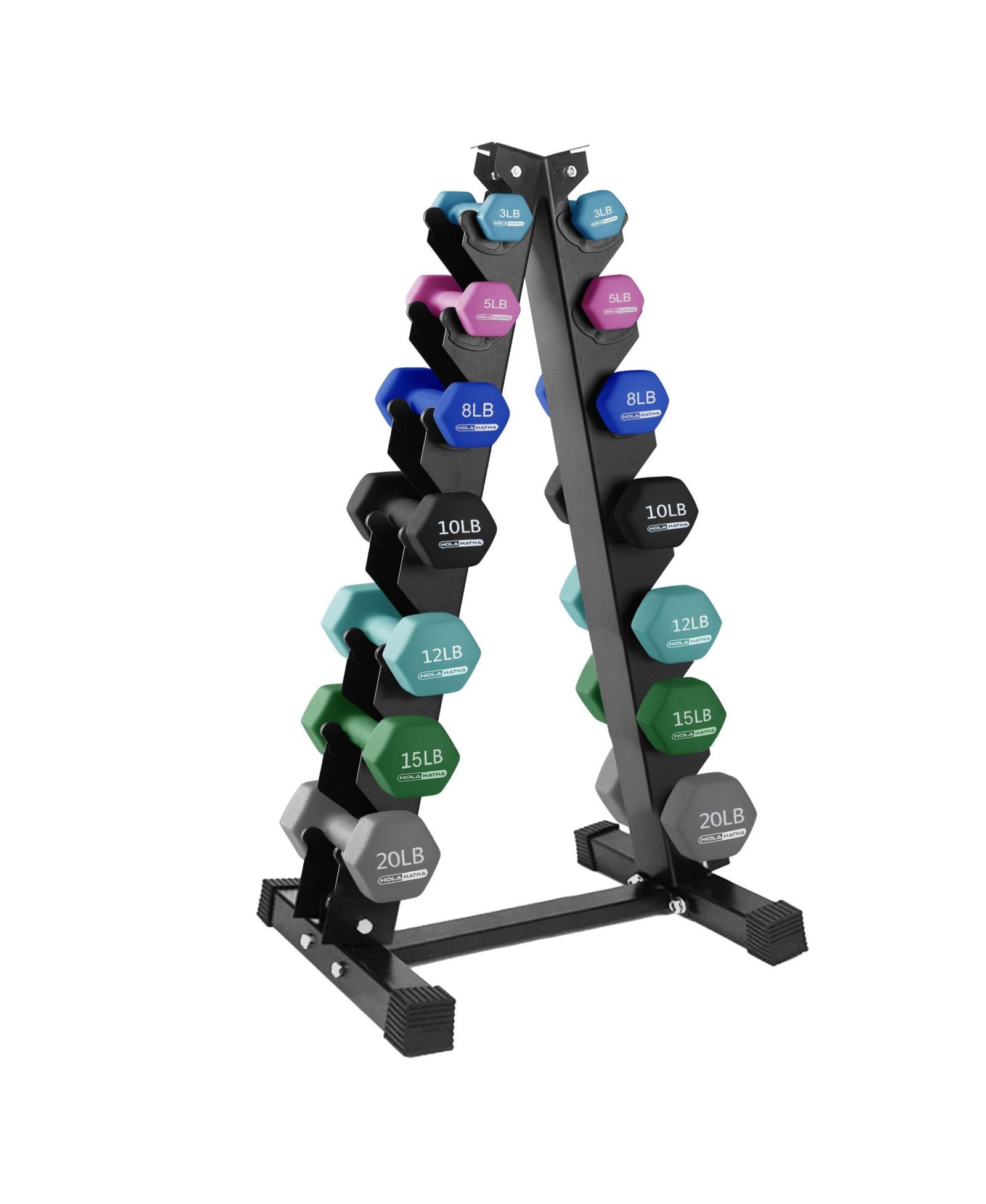 Набор гантелей HolaHatha 146 Pound Neoprene Dumbbell Full Body Weight Set с подставкой