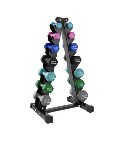 Набор гантелей HolaHatha 146 Pound Neoprene Dumbbell Full Body Weight Set с подставкой