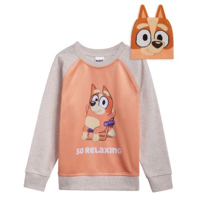 Bluey Little Boys (6-8) Bingo Fleece Sweatshirt and Gauze Hat