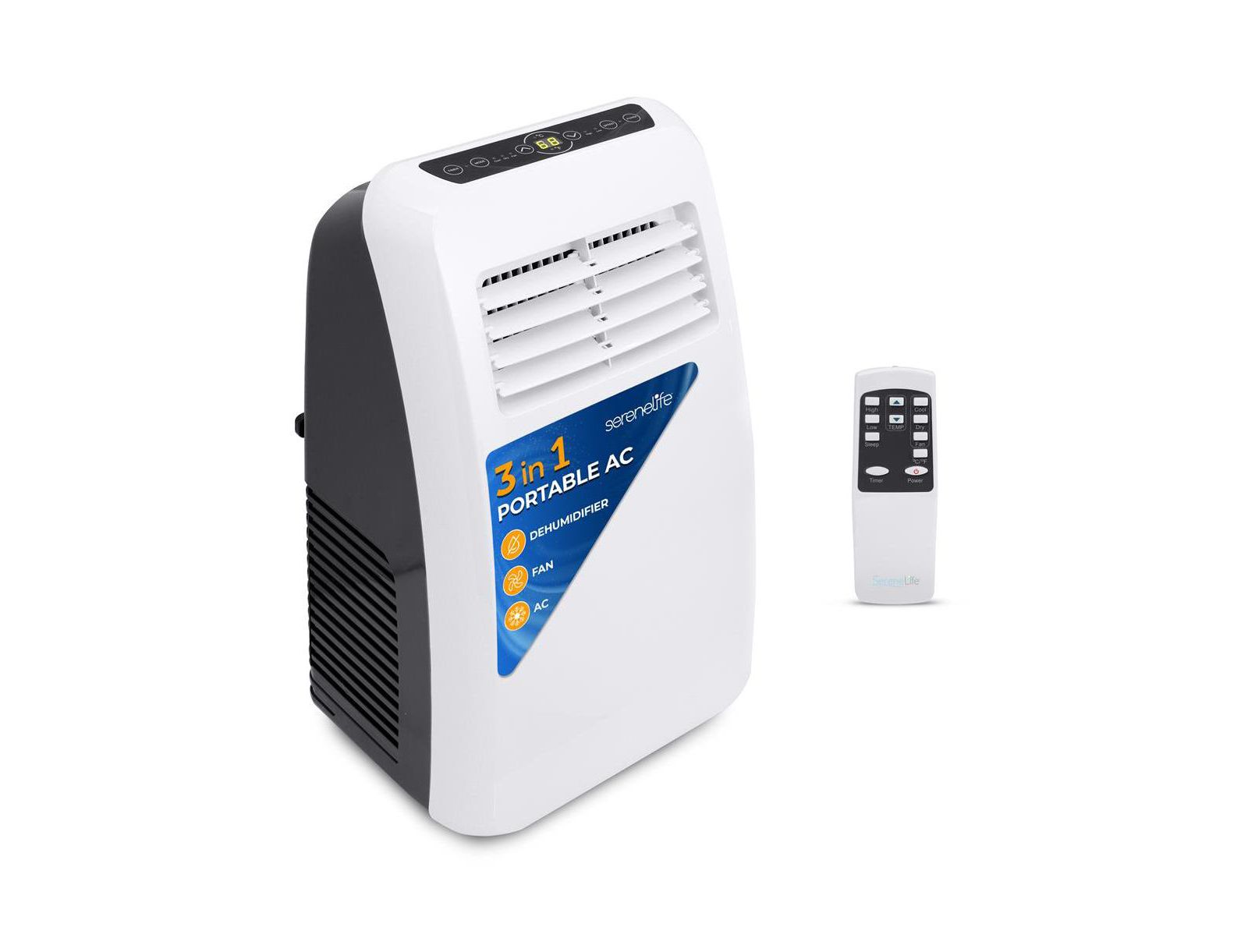 SereneLife Portable Air Conditioner, 8,000 BTU, Built-in Dehumidifier & Fan