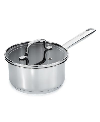 BergHOFF DiNA Helix 18/10 Stainless Steel 6.5" Saucepan 1.6qt., Glass Lid