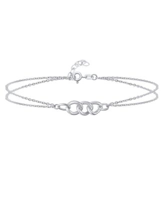 Bling Jewelry Interlocking Trio Chain Anklet Charm Ankle Strand Bracelet Sterling Silver
