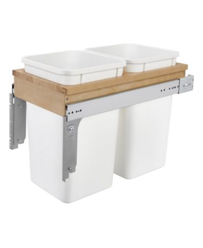 Rev-A-Shelf Double Pullout Top Mount Trash Can 27 qt., White, 4WCTM-15DM2