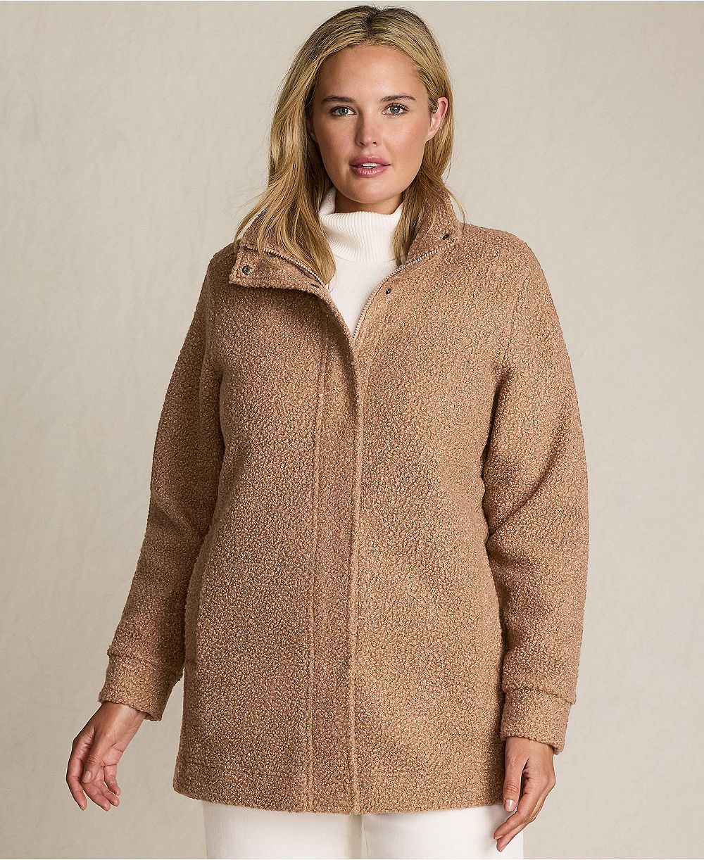 Lands' End Plus Size Boucle Fleece Coat