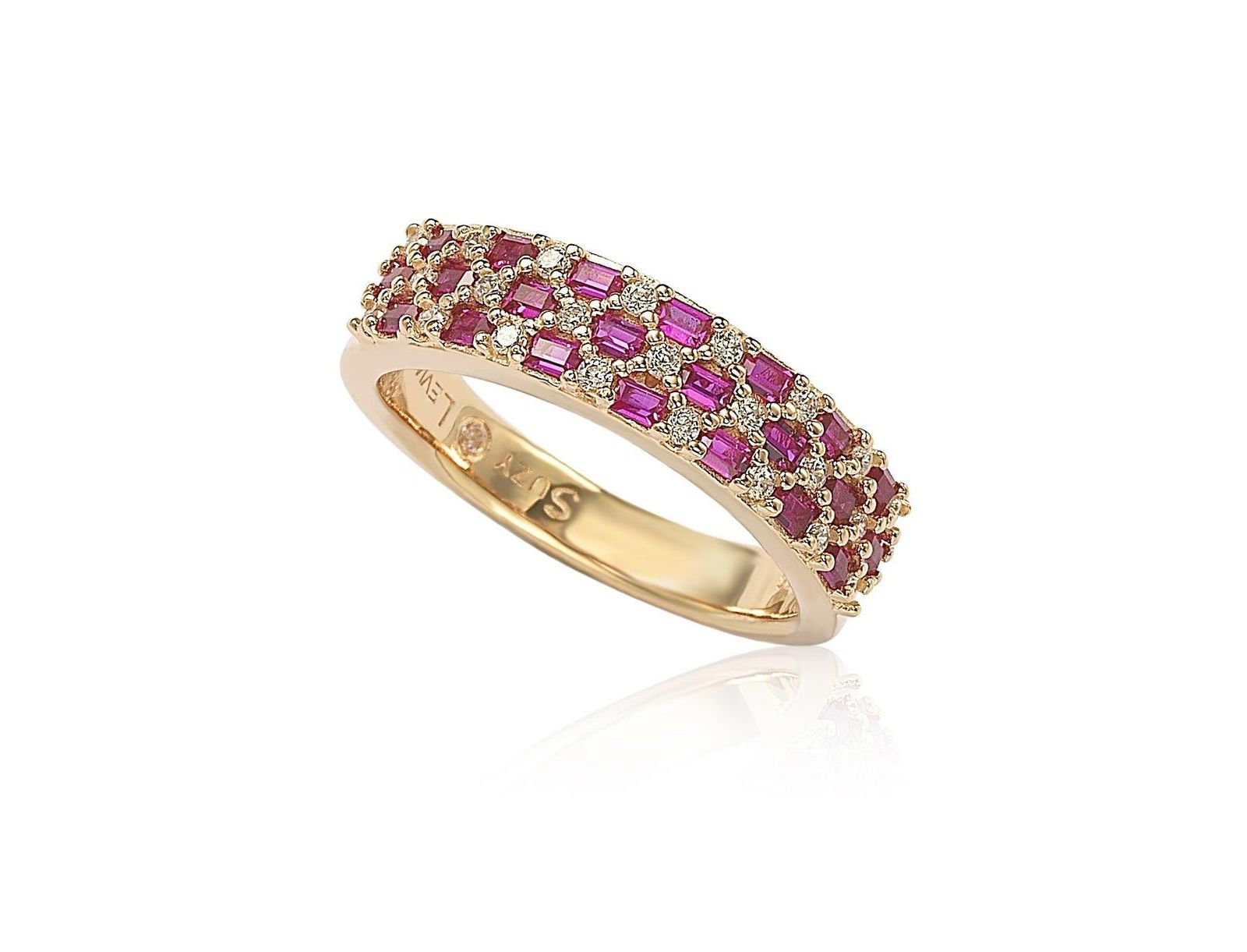 Кольцо Suzy Levian Sterling Cubic Zirconia Pave Baguette Band