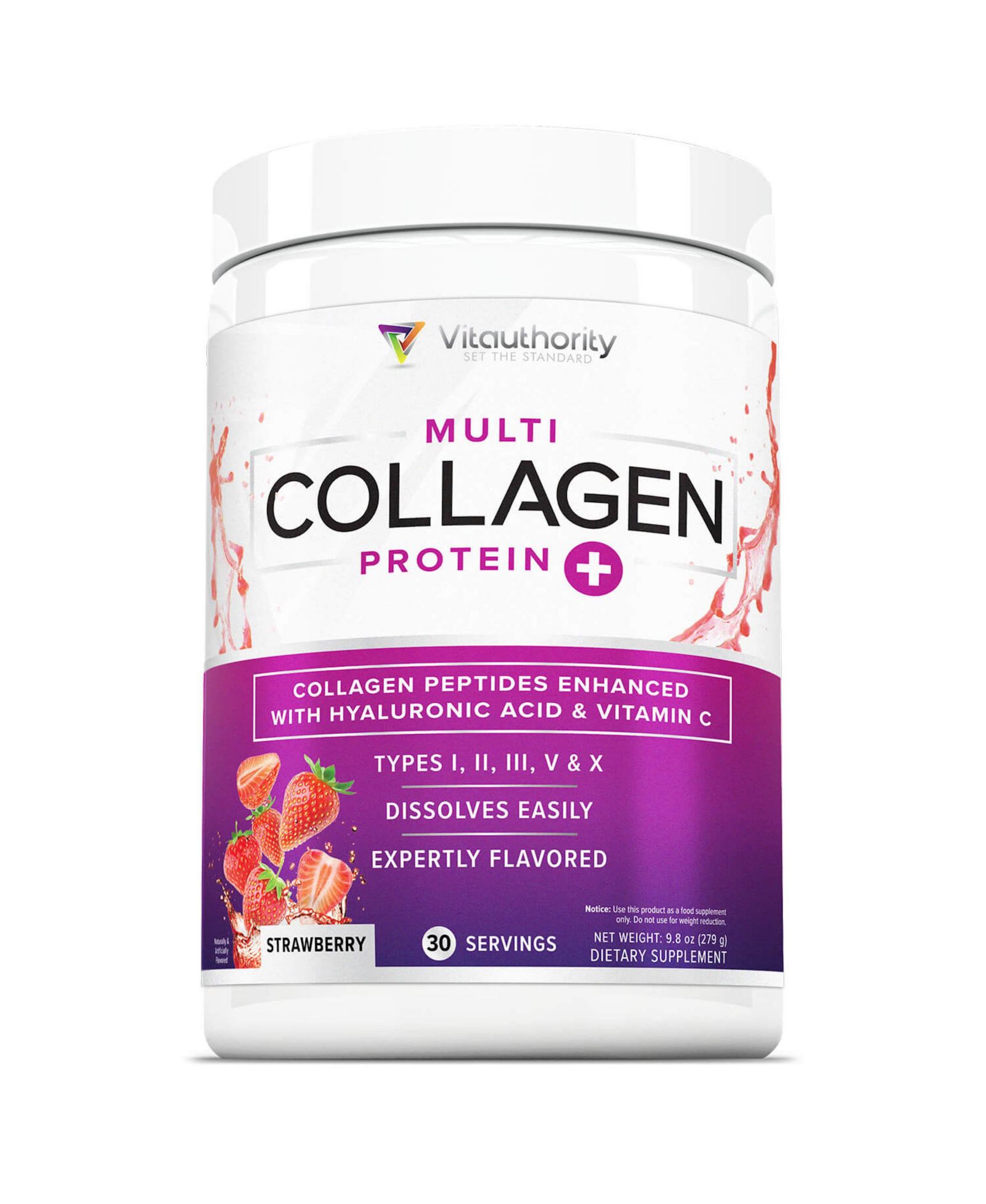 Vitauthority Multi Collagen Protein Plus клубника 30 порций