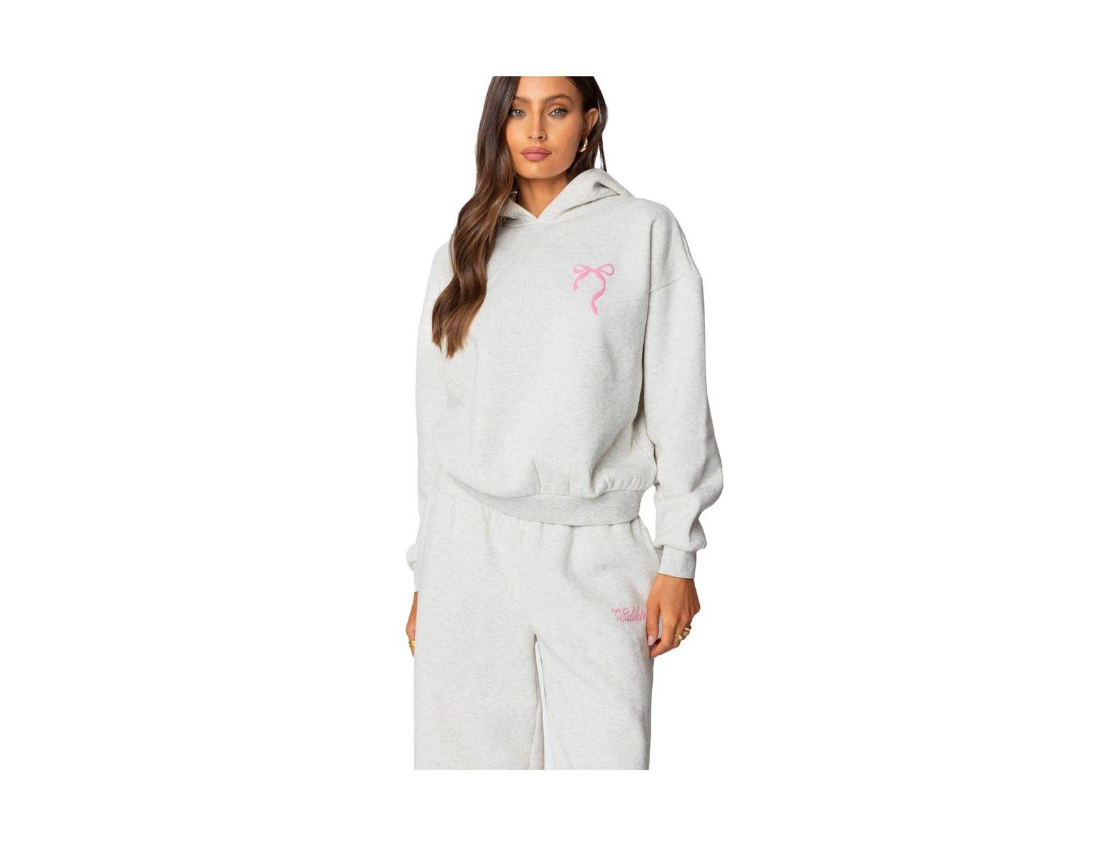 Edikted Womens Sasha Bow Detail Hoodie