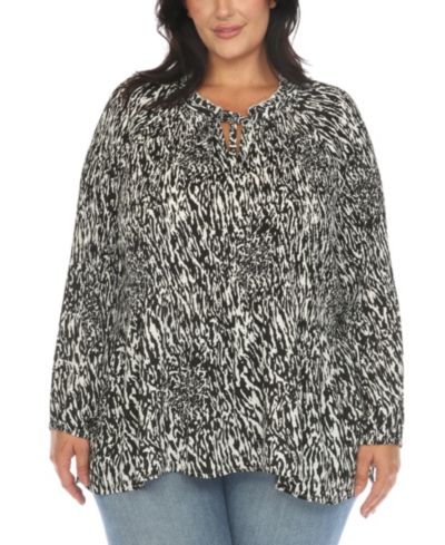 Женская блузка White Mark Plus Size Printed Peasant Knit