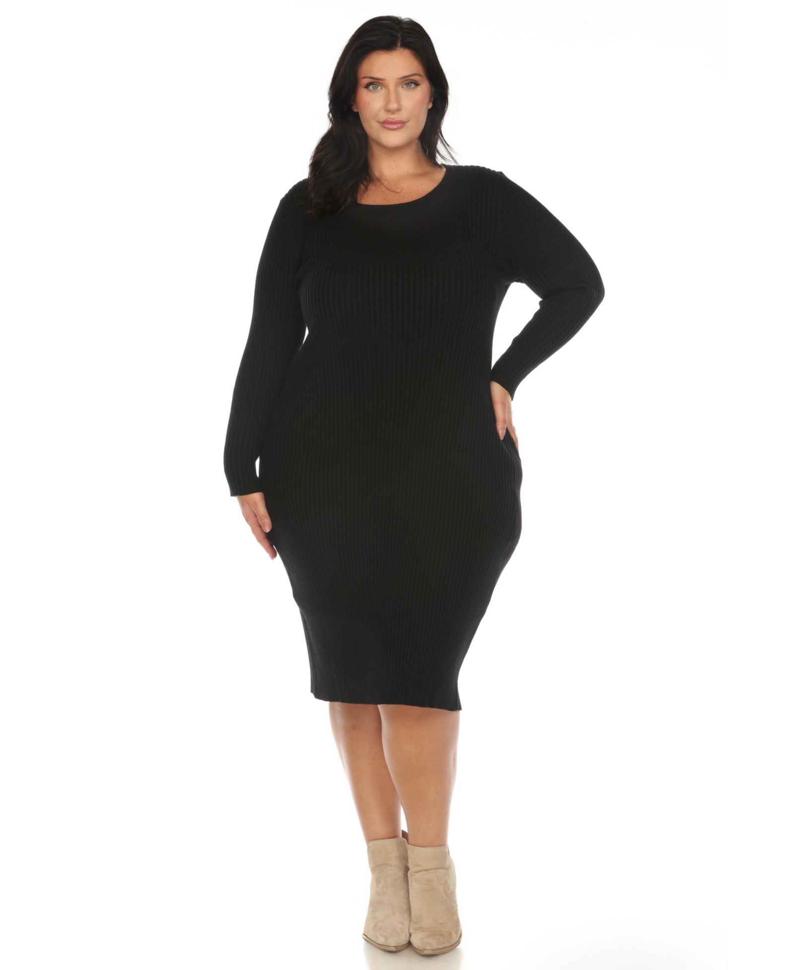 Трикотажное платье миди White Mark Plus Size Rib
