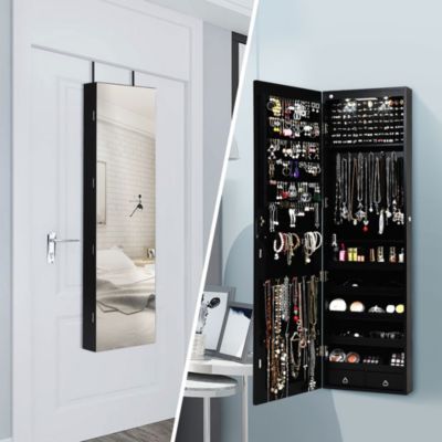 Шкаф для украшений Costway Mirrored Jewelry Cabinet с 2 LED