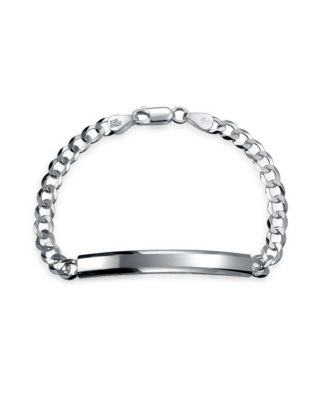 Серебряный браслет Bling Jewelry с кубанской цепью 5 мм и планкой для имени, 7 дюймов