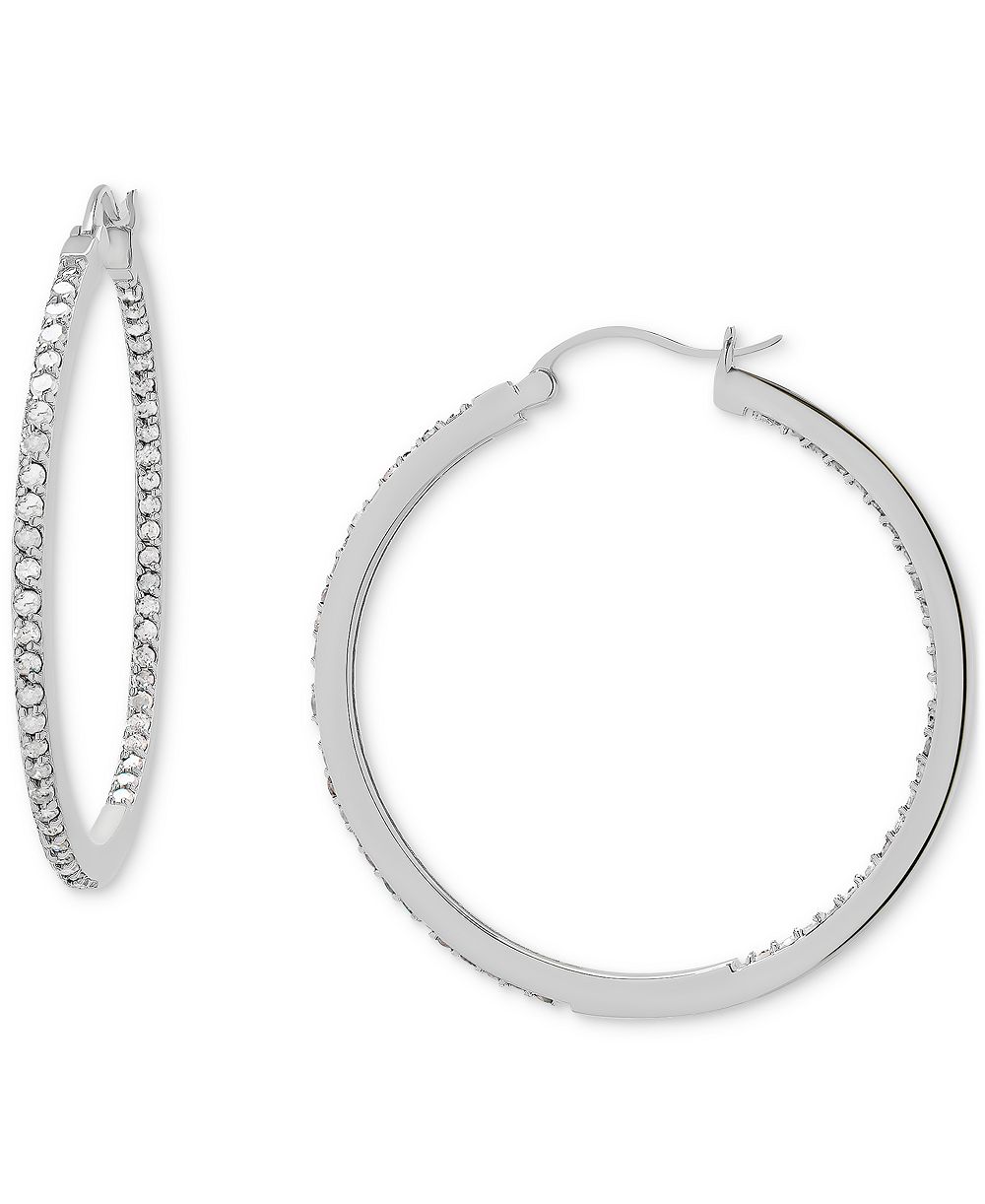 Серьги-кольца Diamond In & Out в Sterling Silver или 14k Gold-Plated Sterling Silver