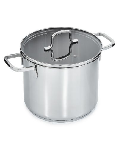 BergHOFF DiNA Helix 18/10 Stainless Steel 10" Stockpot 7qt., Glass Lid