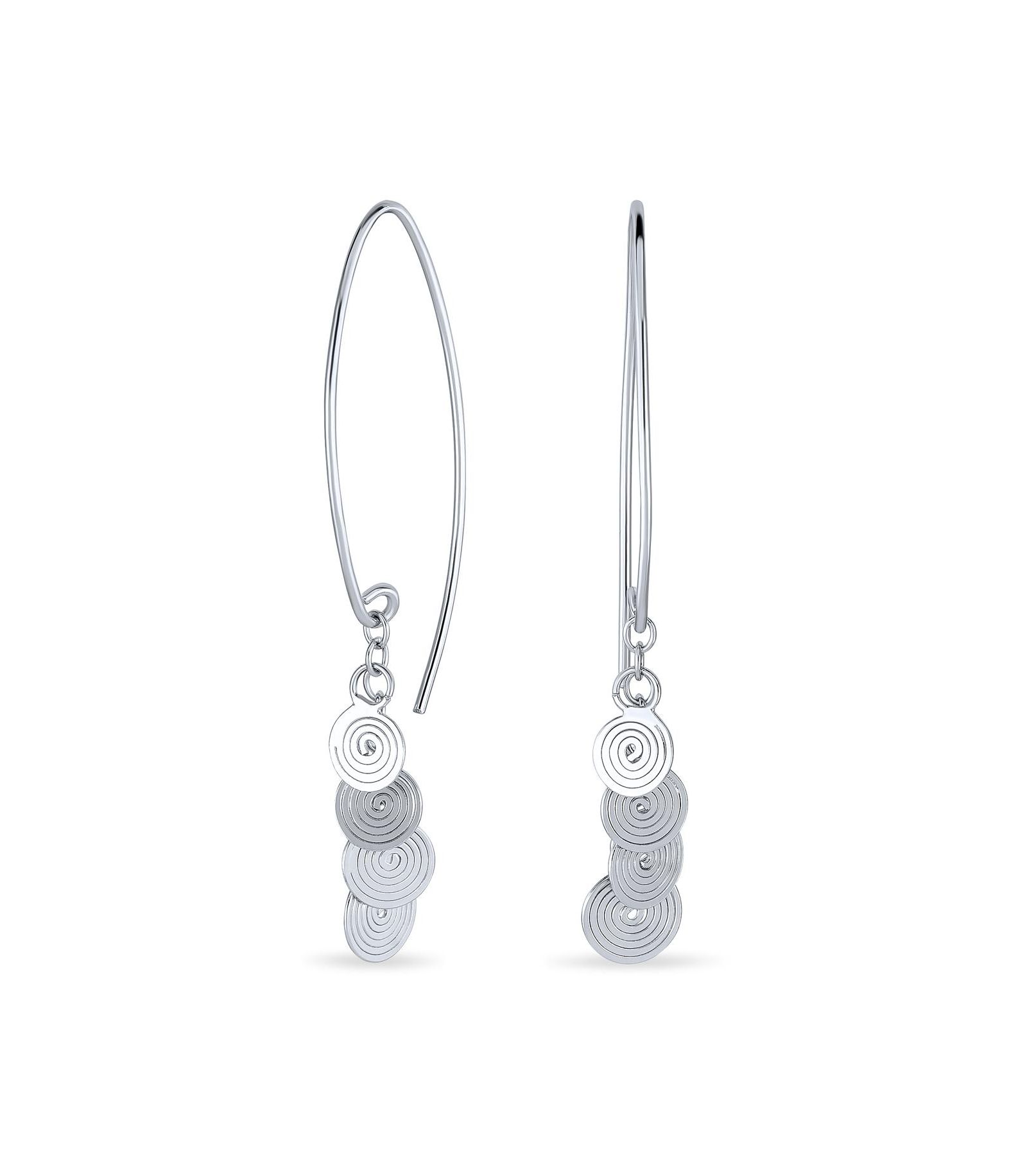 Серьги-подвески Bling Jewelry Geometric Swirl Dangle Multi Sequin Threader.925 Sterling Silver