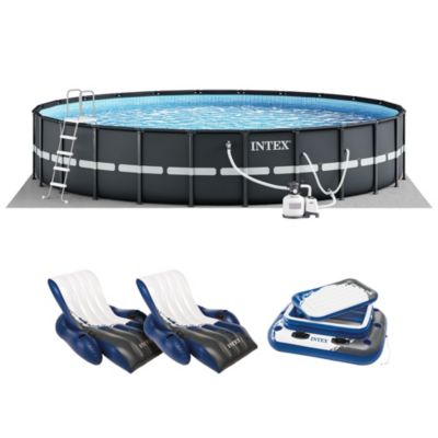 Intex 24' x 52" Ultra XTR Frame Pool, 2 Floating Loungers and Mega Chill Cooler