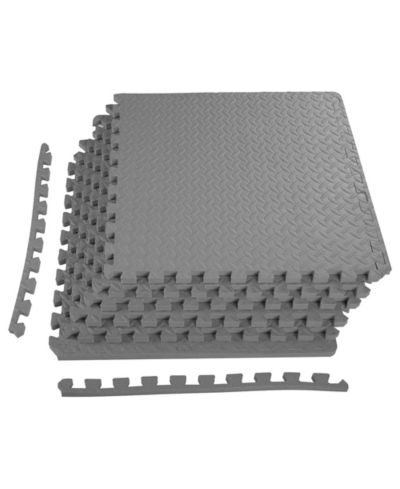 Everyday Essentials BalanceFrom Fitness 24 Sq Ft Interlocking EVA Foam Exercise Mat Tiles, Gray