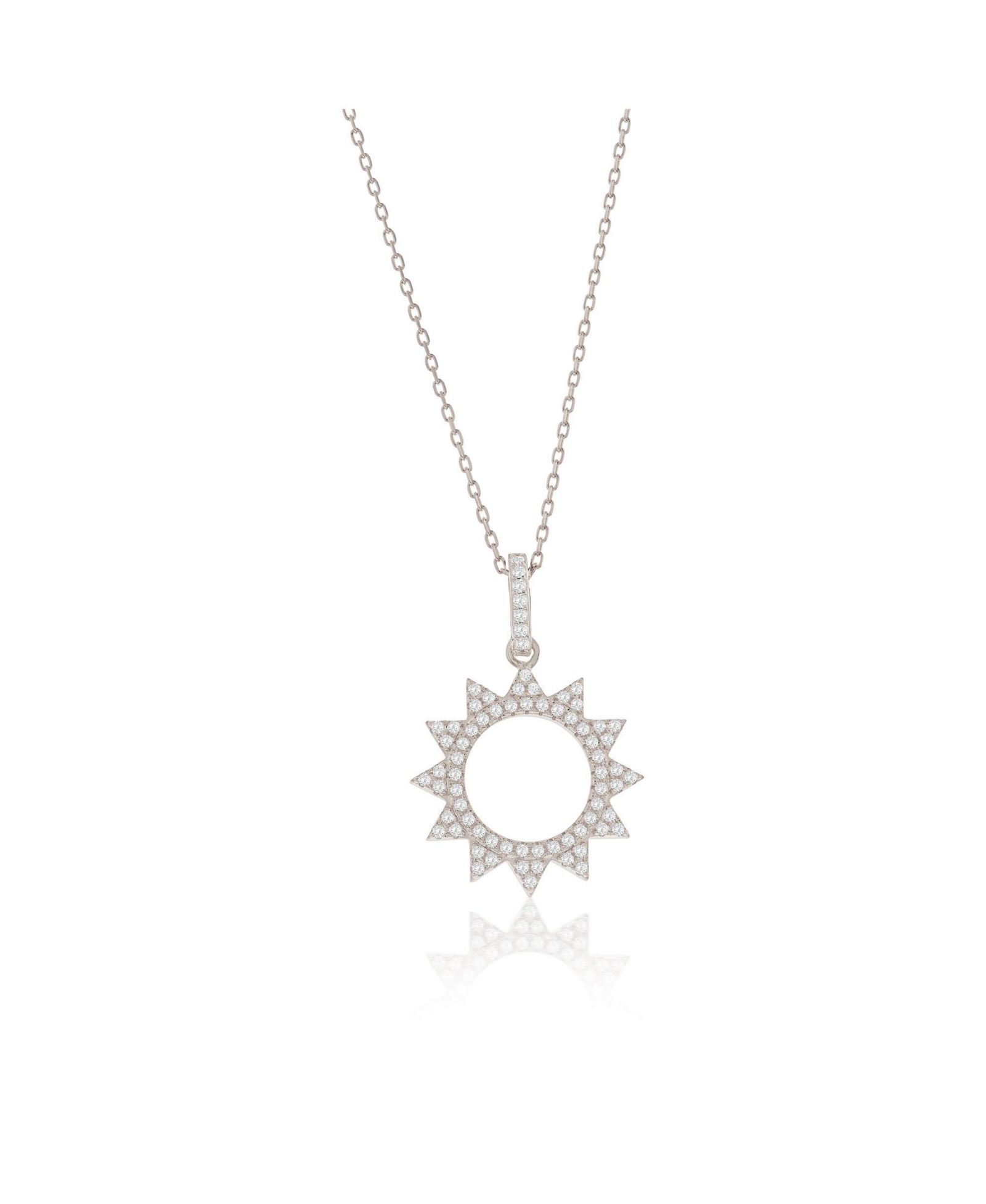 Подвеска Suzy Levian Sterling Cubic Zirconia Pave Circle Sunburst