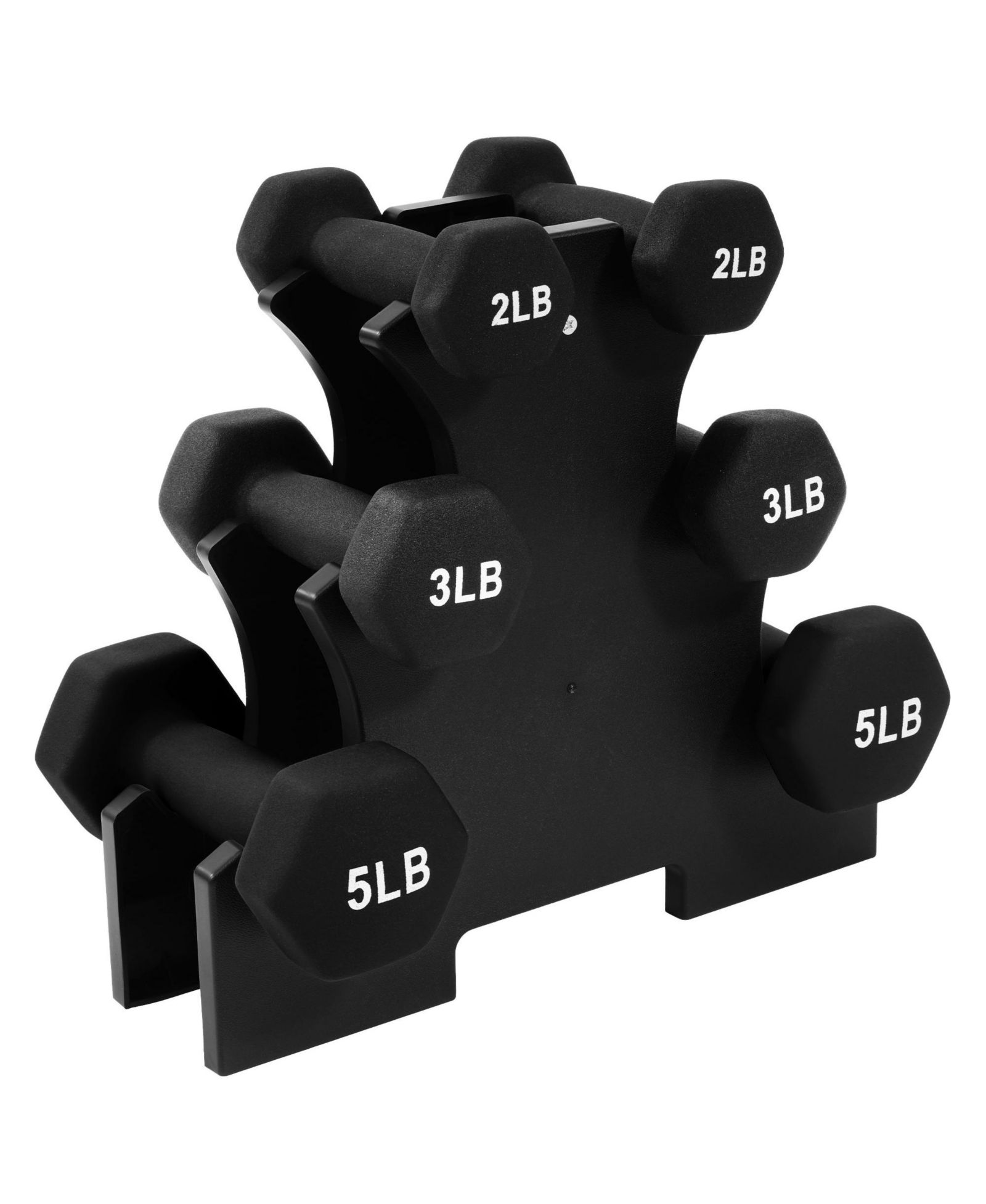 Набор гантелей BalanceFrom Fitness 20 Pound Neoprene Coated с подставкой, черный