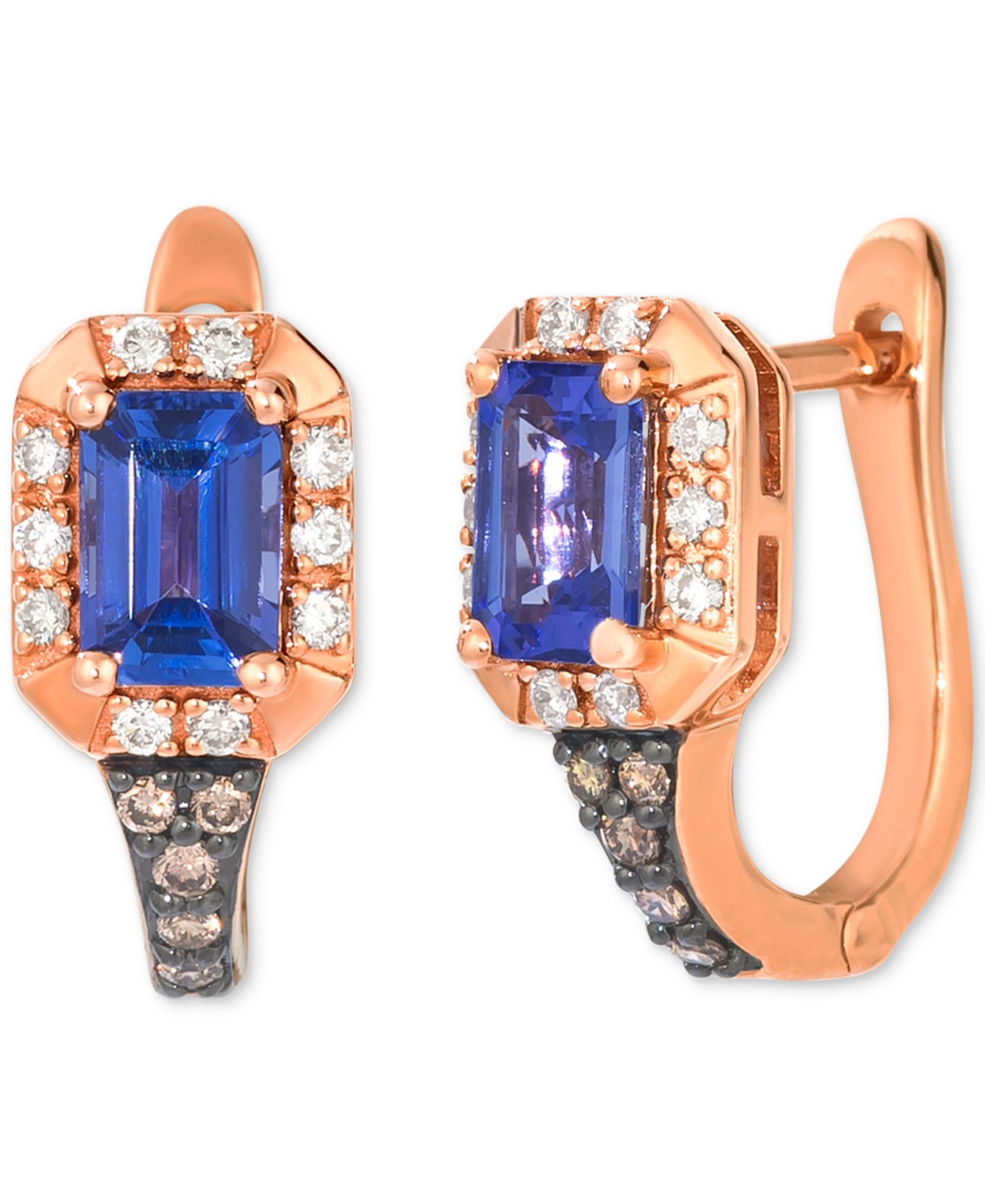 Серьги-кольца Le Vian Tanzanite (1 ct. t.w.) & Diamond (1/4 ct. t.w.) в 14k Rose Gold