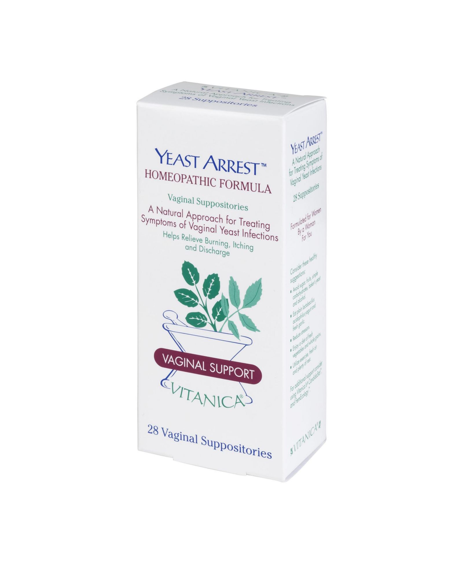 Vitanica Yeast Arrest - вагинальные суппозитории от раздражения - Женское здоровье - 14 суппозиториев