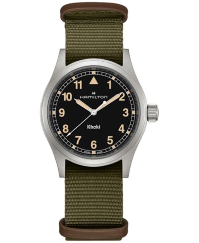 Hamilton Мужские часы Hamilton Swiss Khaki Field Green с текстильным ремешком, 38mm