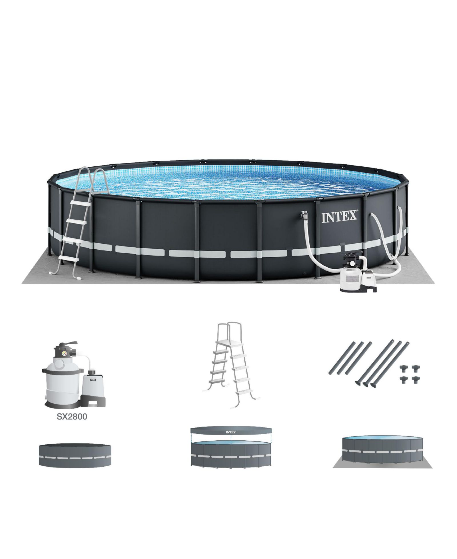 Intex Ultra Frame 26 Foot x 52 Inch Round Above Ground Outdoor Swimming Pool Set