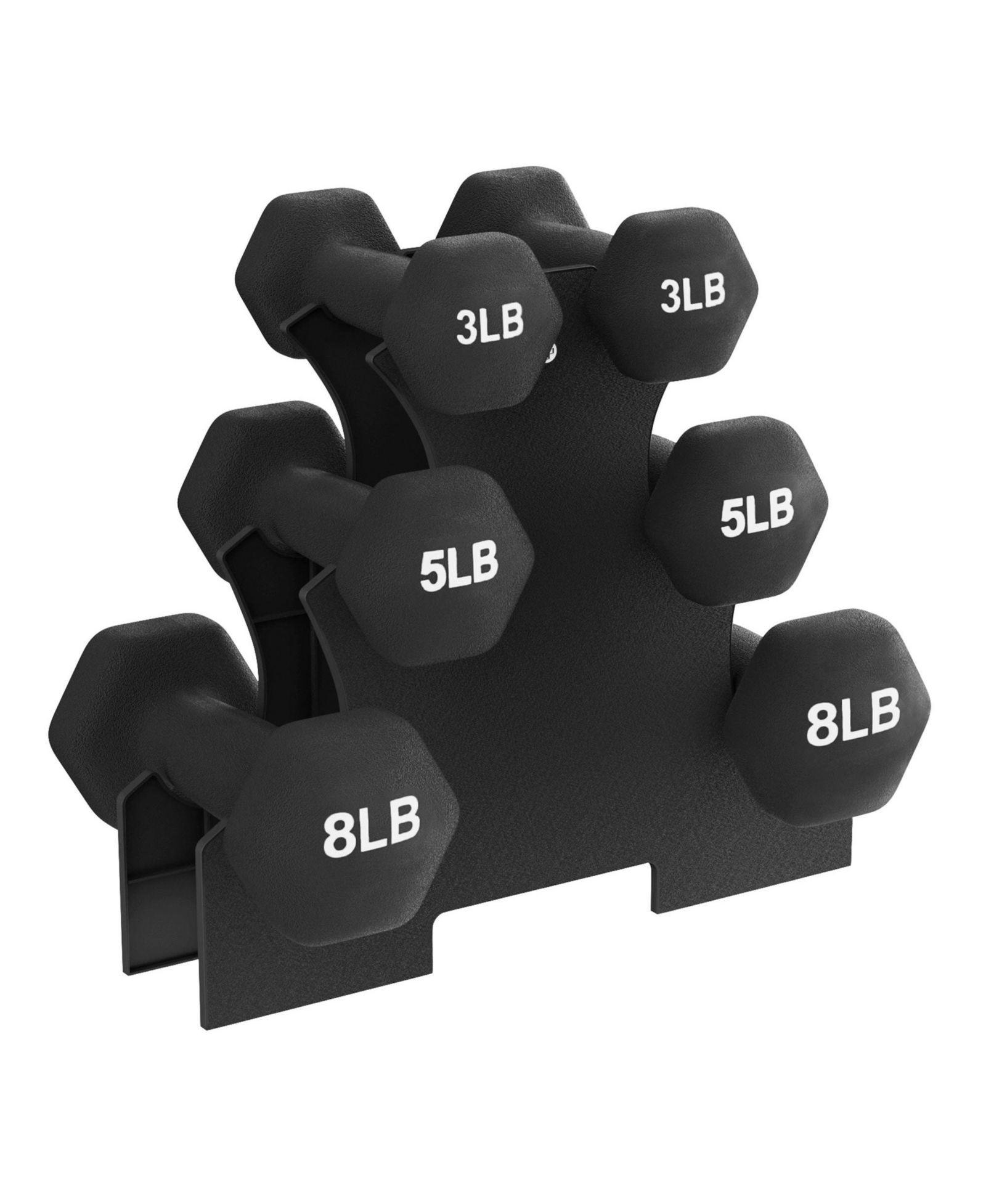 BalanceFrom Neoprene Dumbbells, 3 Pair Hand Weights Set with Stand, 32 Lb, Black