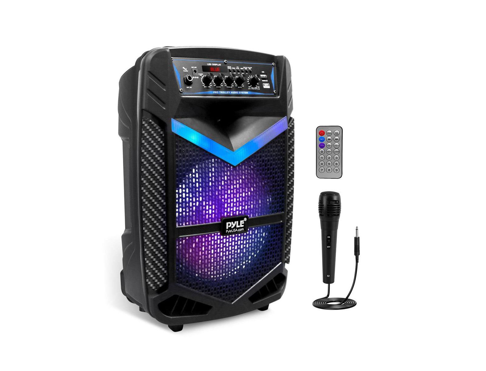 Pyle 10" Bluetooth Rechargeable LED Party Lights Portable PA Speaker