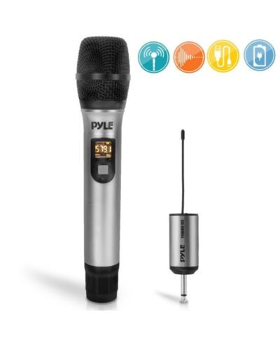 Беспроводная система микрофонного адаптера Pyle UHF, передатчик Pro Audio с выбираемой частотой