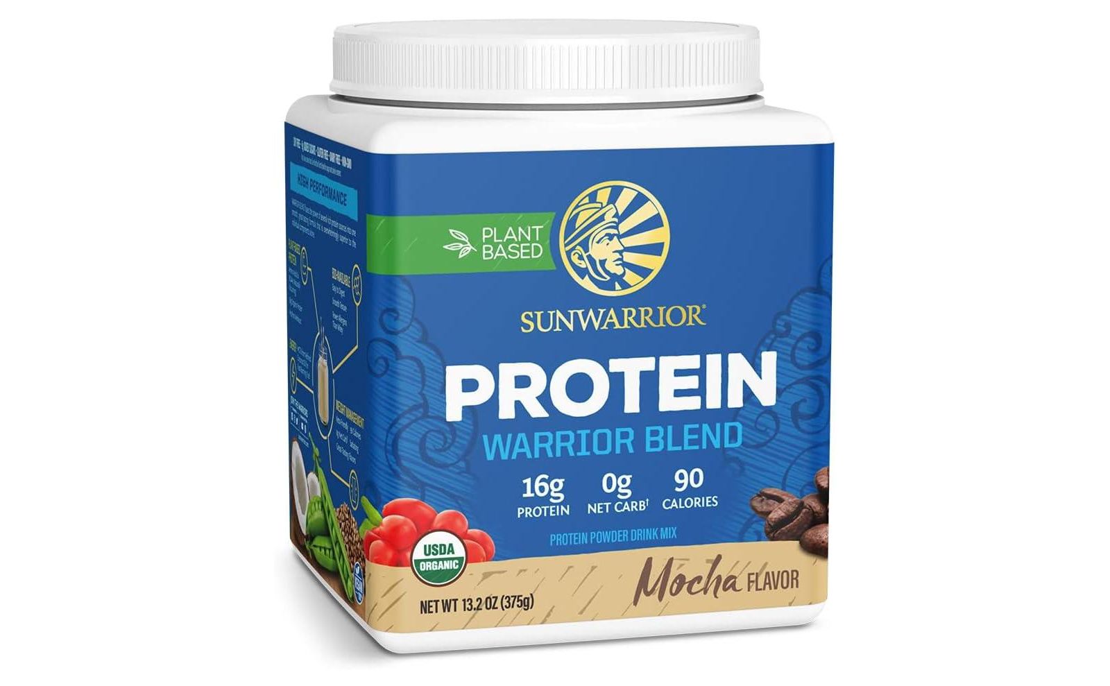Sunwarrior Warrior Blend Protein, органический растительный протеиновый порошок, Mocha, Sunwarrior, 375gm