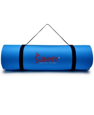 Sunny Health & Fitness Premium 1/2-Inch Extra Thick Exercise Yoga Mat Non-Slip - Blue – 74 x 24 Inches