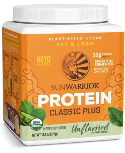 Classic Plus Protein Powder, Plant-Based Protein, Unflavored, Sunwarrior, 375gm (15 Servings)