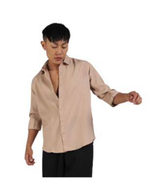 Cahoot Men's Campus Sutra Beige Textured Interweave Shirt