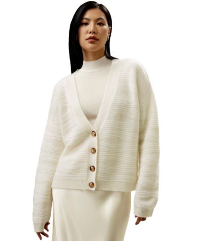 LILYSILK Women's Elegant V-Neck Cashmere Cardigan