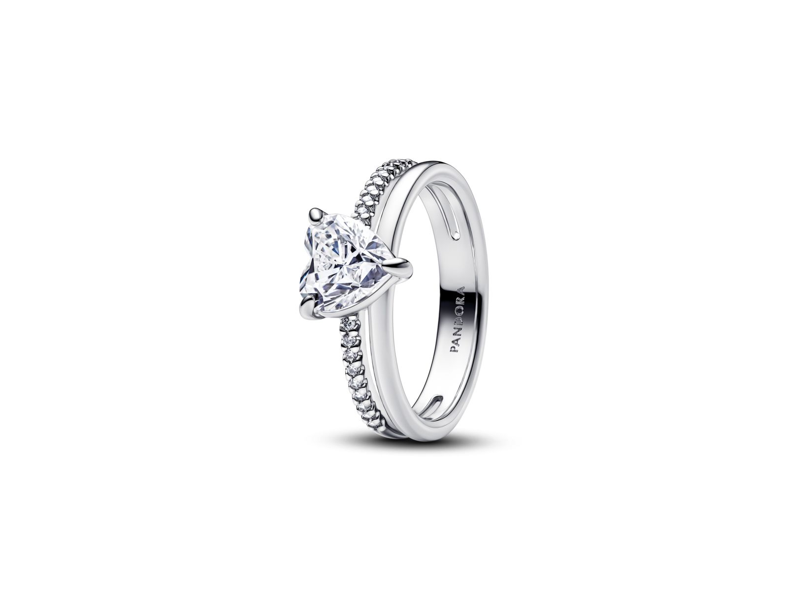Pandora Sterling Silver Double Band Heart Ring