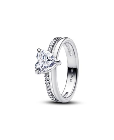 Pandora кольцо с двойной полосой и сердцем из стерлингового серебра