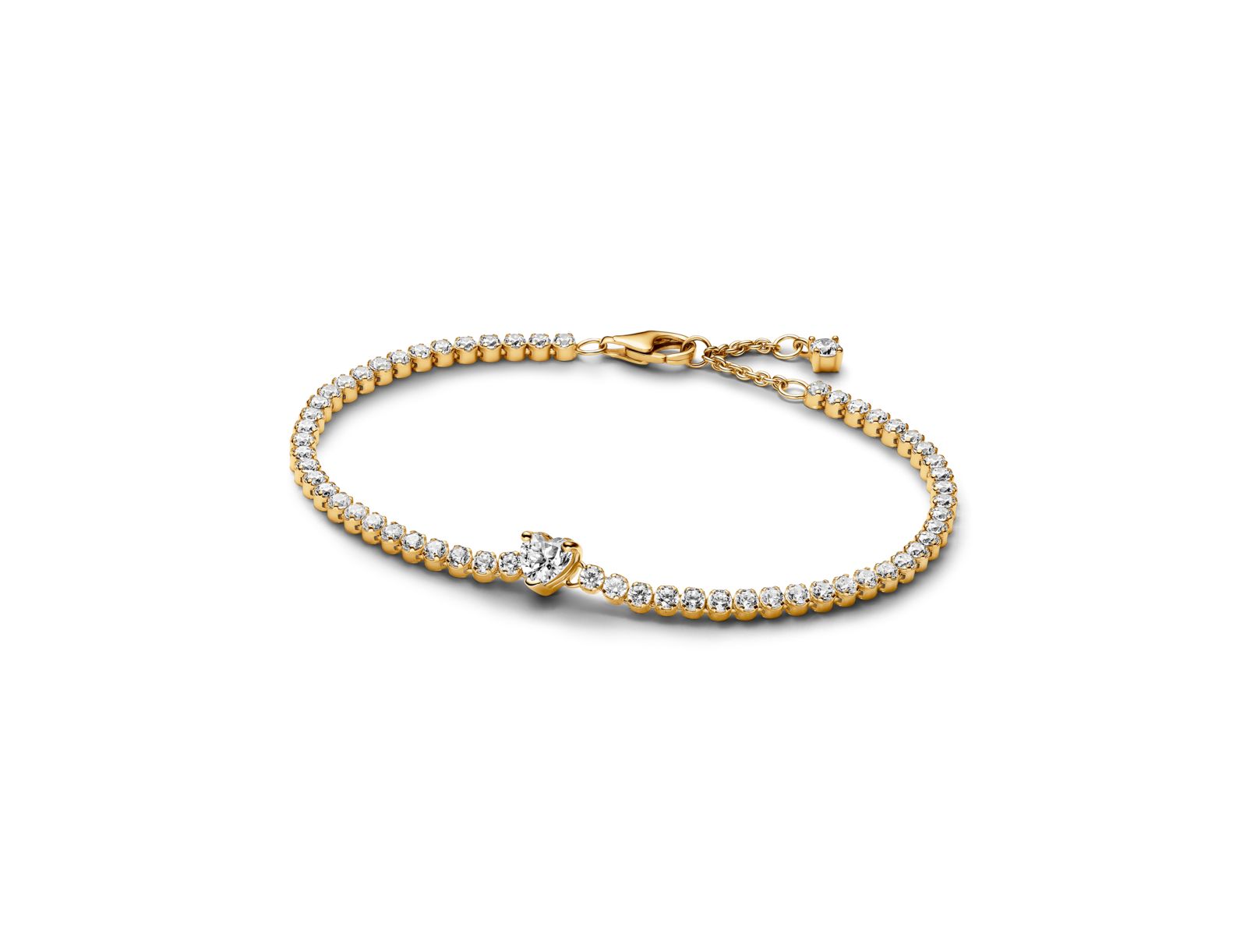 Браслет Pandora 14K Gold Plated Sparkling Heart Tennis