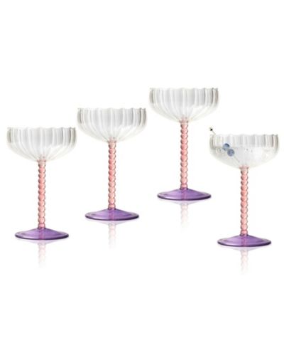 Qualia Glass Mardi Gras Coupes, Set of 4